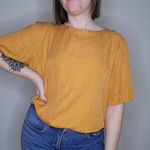 Women's Vintage Silkland Orange Paisley Pure Silk Blouse Size Large